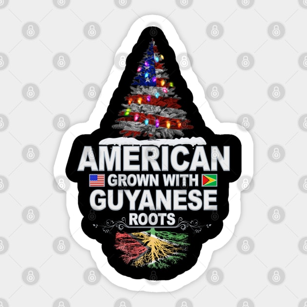 Christmas Tree  American Grown With Guyanese Roots - Gift for Guyanese From Guyana Sticker by Country Flags